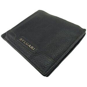 BVLGARI Bifold Wallet Black Silver Women 33403 Authentic secondhand